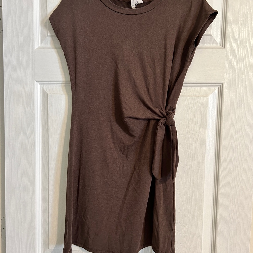 Brown Tie-Front Dress